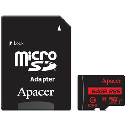 Карта памяти Apacer microSDXC AP64GMCSX10U5-R 64GB (с адаптером)