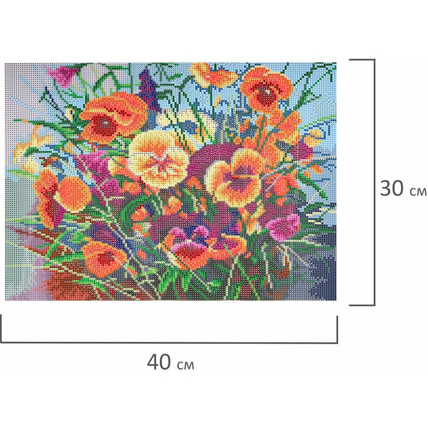 Картина стразами (алмазная мозаика) ОСТРОВ СОКРОВИЩ «Букет с анютками» 662574