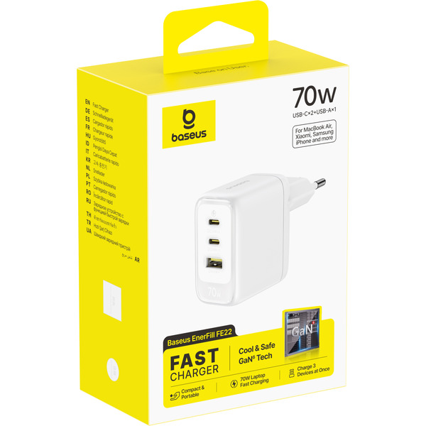 Сетевое зарядное Baseus EnerFill FE22 70W E0123501 (белый)