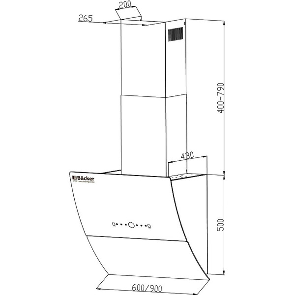 Воздухоочиститель для кухонь BACKER AH60E-THSL200C White Glass