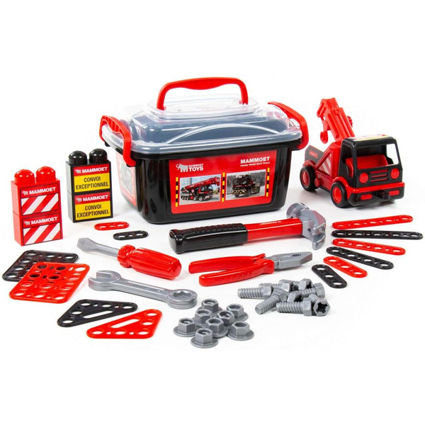 Автомобиль-эвакуатор Полесье 57136 214-01 MAMMOEТ + конструкторский набор (36 элементов)