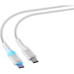 Кабель Atomic LEDIT USB-C - USB-C PD 60W, LED, 1.2 м, белый | 30.372