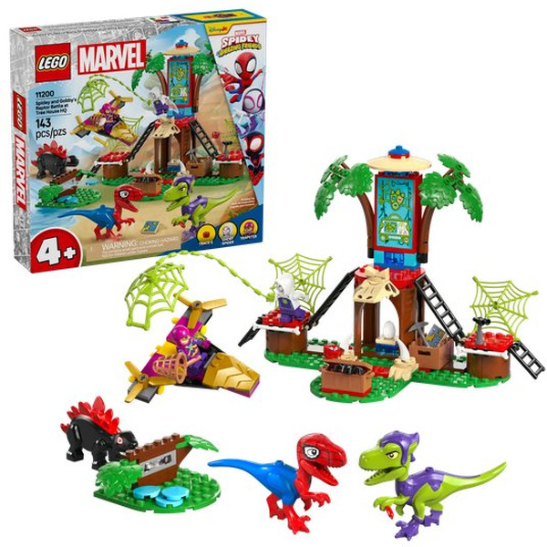 Конструктор Lego Marvel Битва динозавров Спайди и Гобби возле домика на дереве (11200)