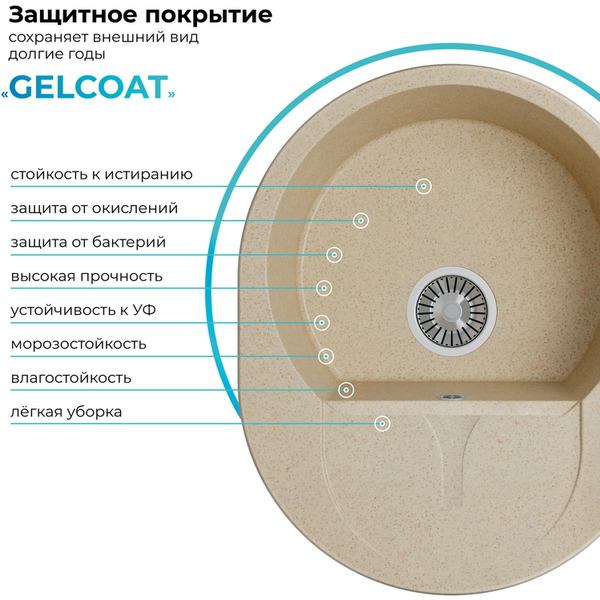 Кухонная мойка Polygran Atol 620 (опал)