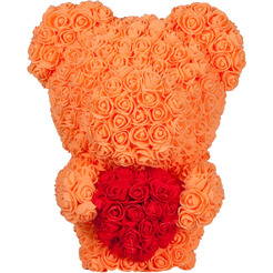 Мишка из роз с сердцем TEDDY ROSE BEAR оранжевый (8025)