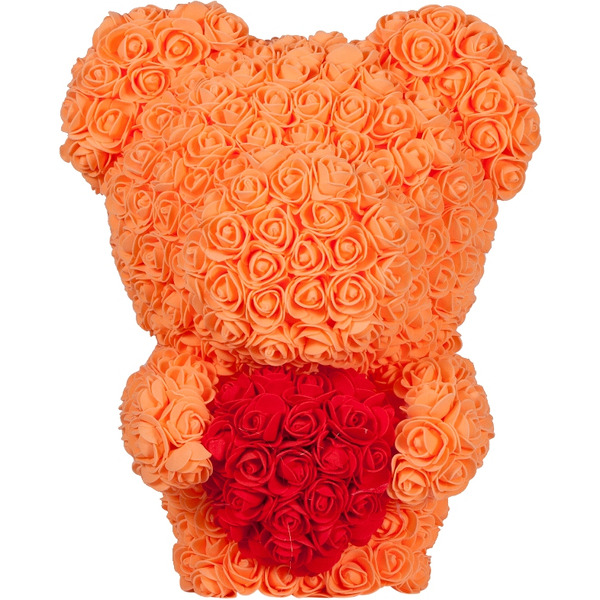 Мишка из роз с сердцем TEDDY ROSE BEAR оранжевый (8025)