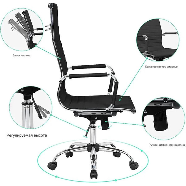 Кресло офисное SITUP MIX 36 (Newport) Chrome (экокожа Black)