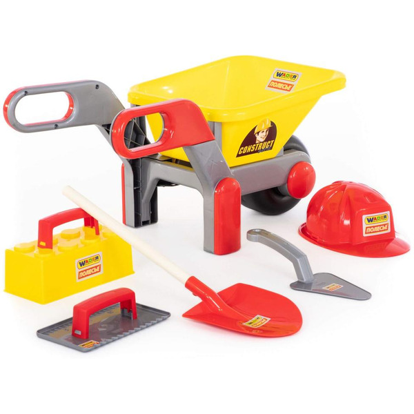 Тачка игрушечная Полесье №4 Construct с набором каменщика №4 50229