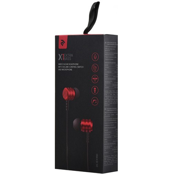 Наушники 2E X1 Extra Bass (2E-IEX1RD) красный
