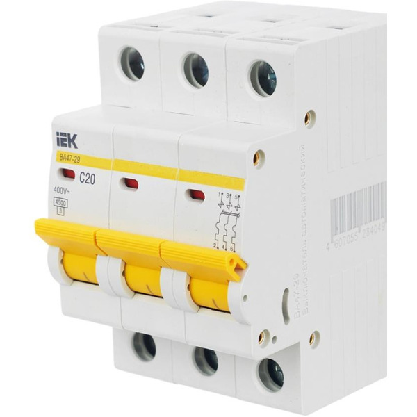 Выключатель автоматический IEK ВА 47-29 20А 3P 4.5кА С MVA20-3-020-C