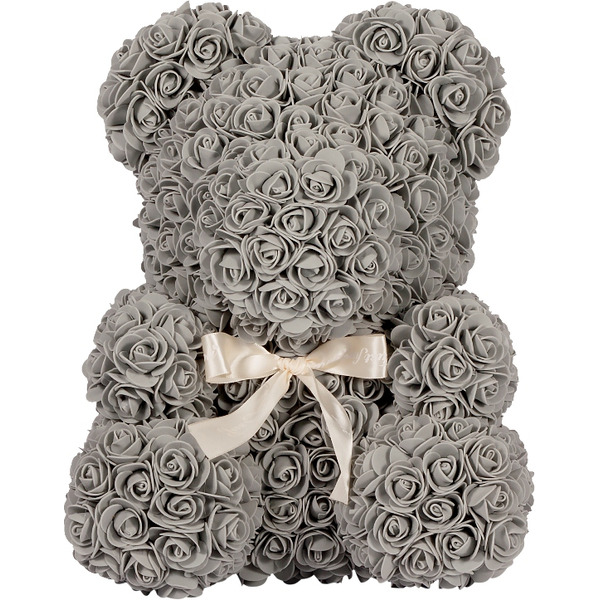 Мишка из роз TEDDY ROSE BEAR серый (8016)