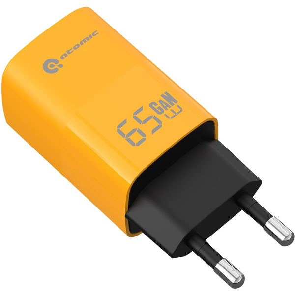Зарядное устройство Atomic UniQ G651 GAN 65W 2-порта USB (A+C), цвет желтый | 10.187