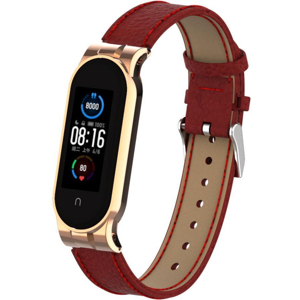 Ремешок Bingo Leather для Xiaomi Mi Band 3/4 Красный