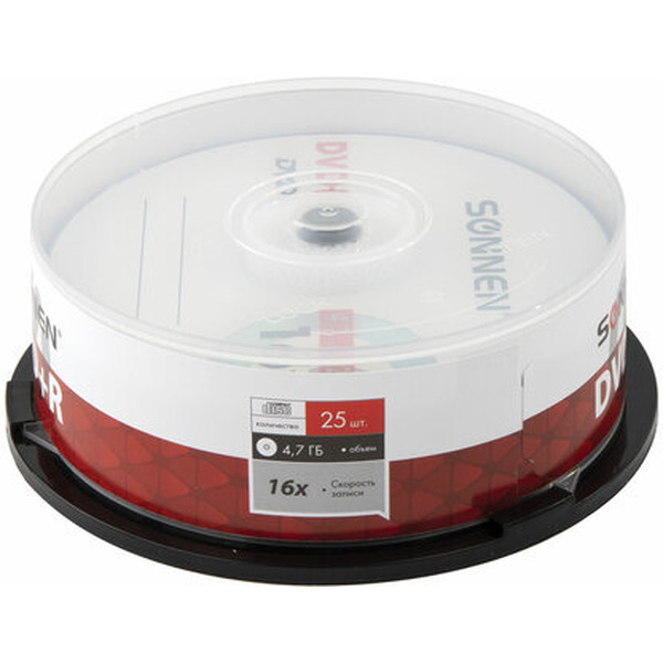 Комплект дисков DVD+R Sonnen 4,7 Gb 16x 25шт (513532)