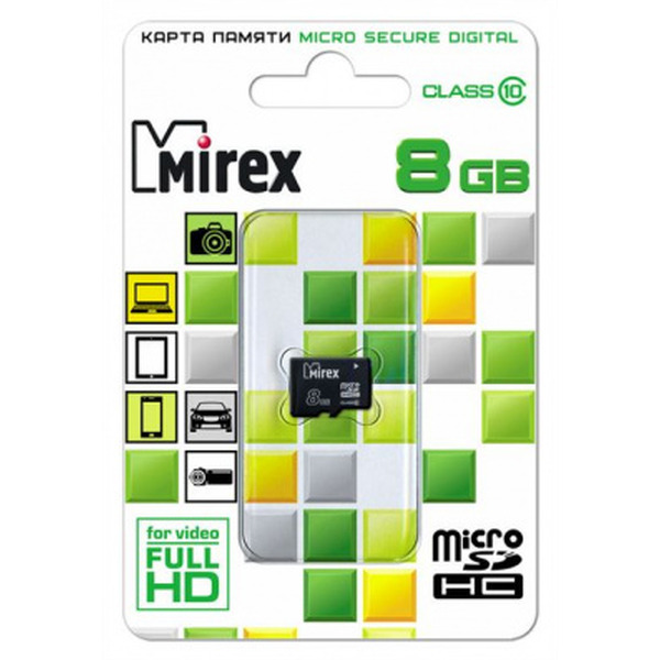 Карта памяти Mirex microSDHC 8GB (13612-MC10SD08)