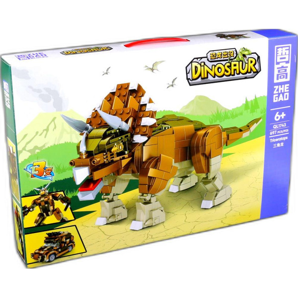 Конструктор Zhe Gao QL1743 Трицератопс 3 в 1