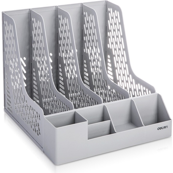 Лоток-органайзер для бумаг и канцелярских принадлежностей DELI 78981GRAY  (серый, 9 отделений)
