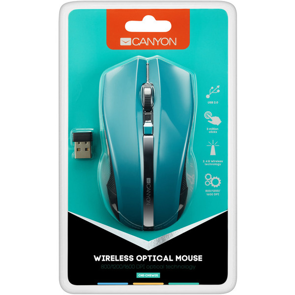 Мышь беспроводная CANYON CNE-CMSW05G зеленая