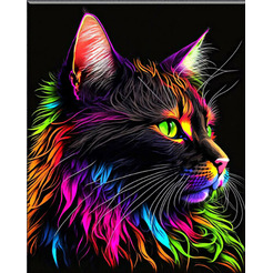 Картина по номерам Флюид Радужный котик 40x50 BHR0557