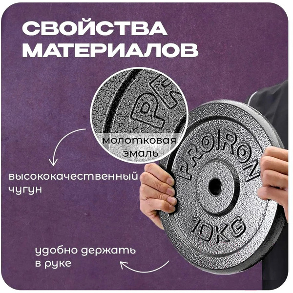 Набор чугунных дисков Proiron НЧД2500 (2 х 5 кг)