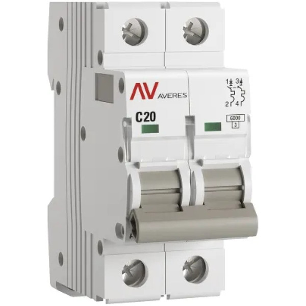 Выключатель автоматический EKF Averes AV-6 2P 20A (C) 6kA