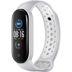 Ремешок Bingo Sport для Xiaomi Mi Band 5/6 Серый с белым