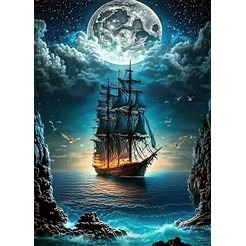 Картина по номерам Молли Корабль в лунном свете 40x50 LFH0001