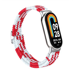 Ремешок Bingo Braided для Xiaomi Mi Band 8 (красный с белым)