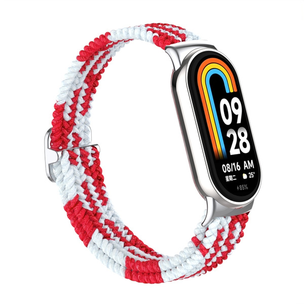 Ремешок Bingo Braided для Xiaomi Mi Band 8 (красный с белым)