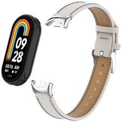 Ремешок Bingo Leather Litchi для XIAOMI Mi Band 8 Белый