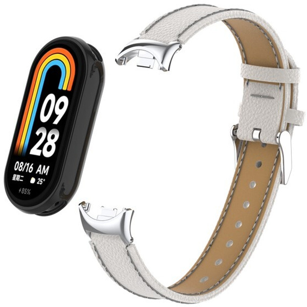Ремешок Bingo Leather Litchi для XIAOMI Mi Band 8 Белый