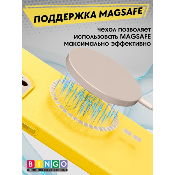 Бампер Bingo Leather Magsafe для APPLE iPhone 16 Plus Желтый