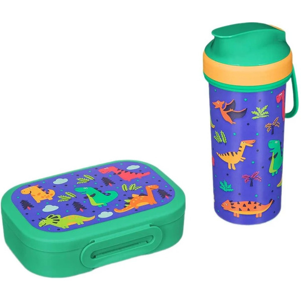 Ланч-бокс + стакан Бытпласт Пластишка 431331409 (зеленый)