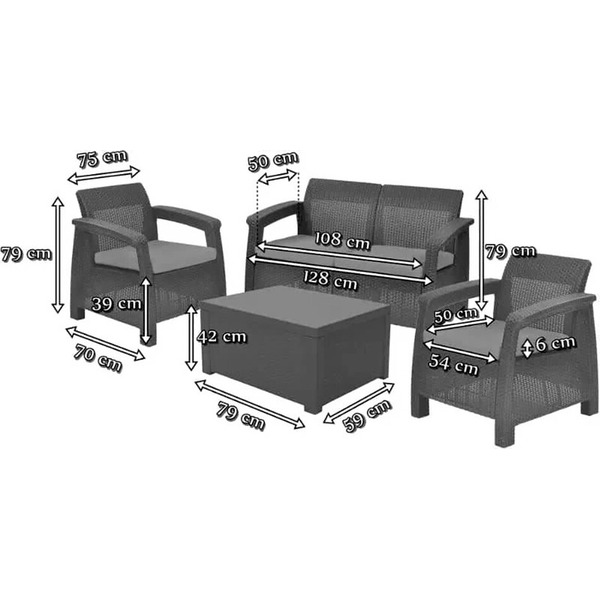 Набор мебели Keter Corfu II Box Set / 258979 (графит)