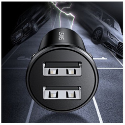 Автомобильное зарядное USAMS US-CC114 C20 2.4A Dual USB CC114TC01 (черный)