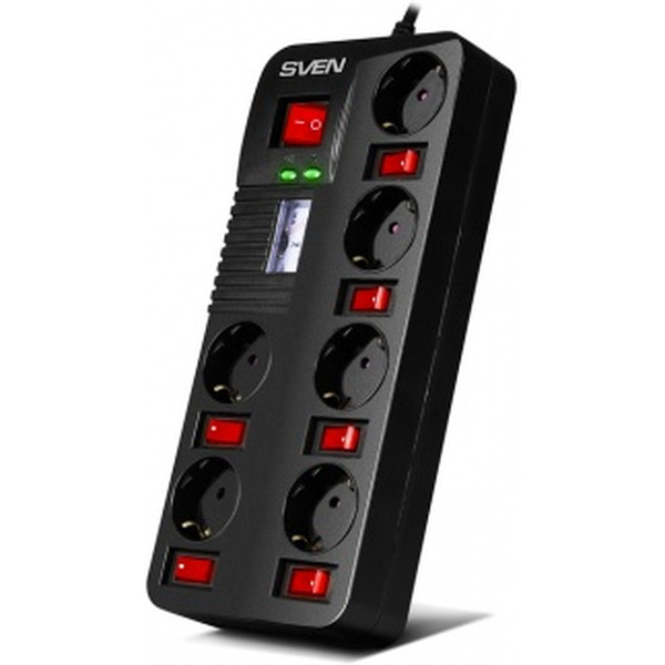 Сетевой фильтр SVEN Fort Pro (черный, 1.8 м)