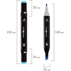 Маркеры для скетчинга двусторонние BRAUBERG ART DEBUT BLACK 152132