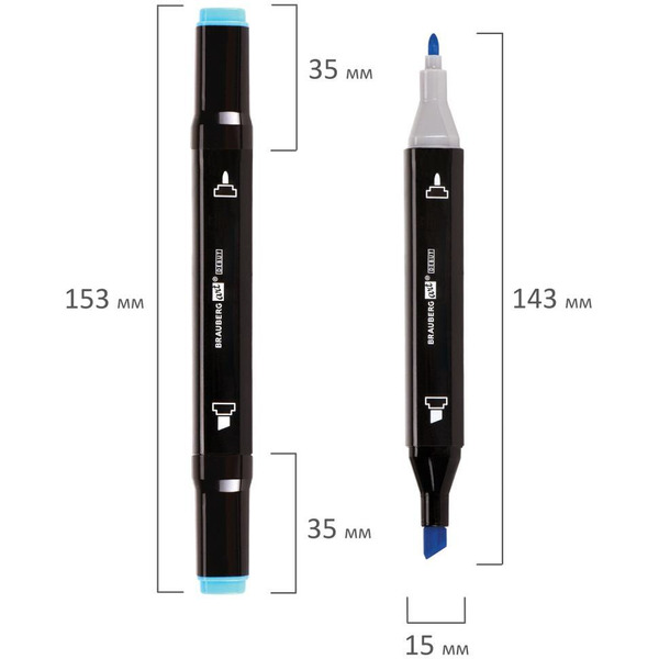 Маркеры для скетчинга двусторонние BRAUBERG ART DEBUT BLACK 152132
