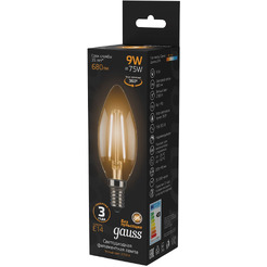 Лампа светодиодная филаментная GAUSS C37 9W 2700K E14
