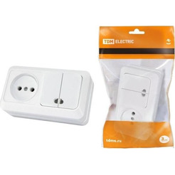 Розетка + выключатель TDM Electric Ладога SQ1801-0108 (белый)