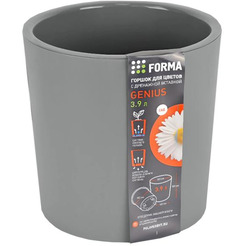 Горшок для цветов с дренажной вставкой Полимербыт Genius 12,2л 4376705