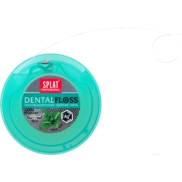 Зубная нить Splat Professional с мятой и волокнами серебра супертонкая (30м)