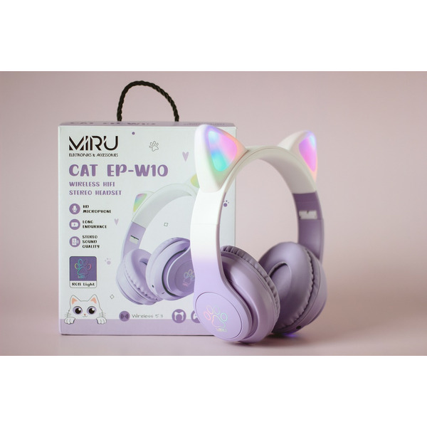 Наушники с ушками MIRU Cat EP-W10 (сиреневый)