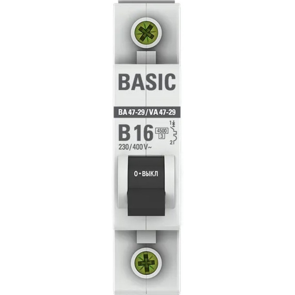 Выключатель автоматический EKF Basic ВА 47-29 1P 16А (B) 4,5кА