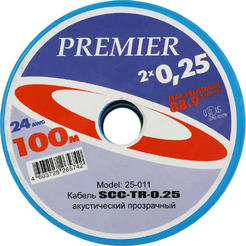 Кабель акустический Premier SCC-TR CCA 100м. прозрачный (25-011 100)