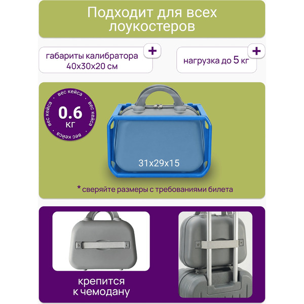 Чемодан на колесах Homa с бьютикейсом 2CHMD-S-GR (серый, S)