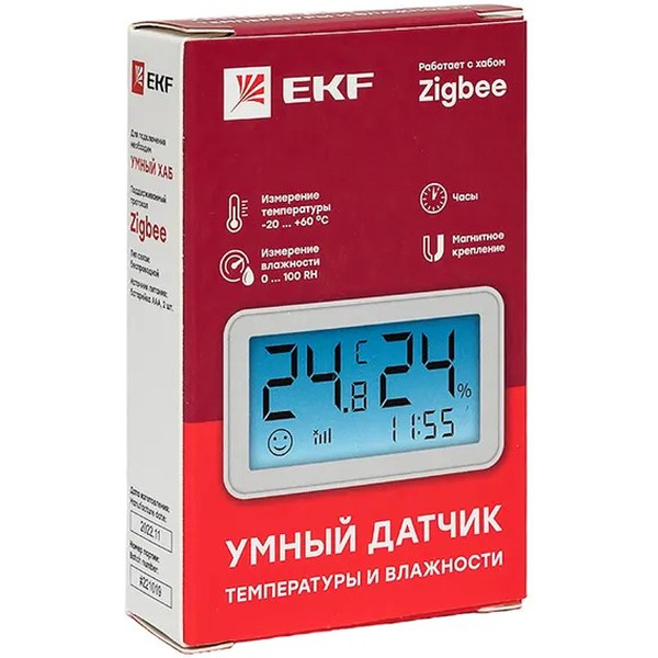 Умный датчик температуры и влажности с экраном Zigbee EKF Connect