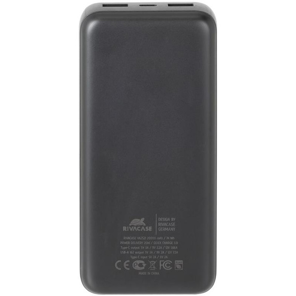 Внешний аккумулятор с дисплеем RIVACASE VA2521 20000mAh (черный)