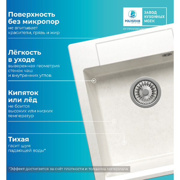 Кухонная мойка Polygran Argo 460 (белый хлопок)