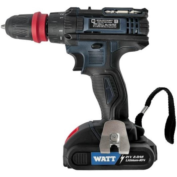 Дрель-шуруповерт WATT WAS-21Li-3 1.021.030.23 (с 2-мя АКБ, кейс)